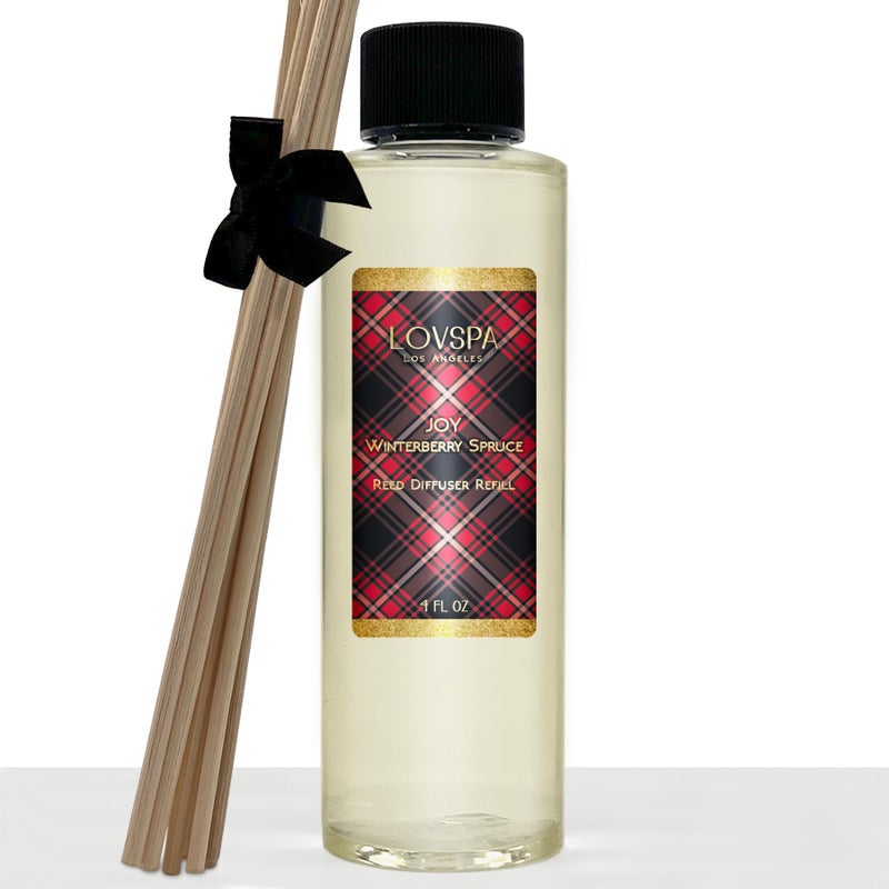 LOVSPA Joy Winterberry Spruce Diffuser Oil - Holiday Essential Oils for Diffuser Refill & Air Freshener Room Spray - Long-Lasting & Natural Home Fragrance, Scented Oil for Diffusers, USA Made, 4oz - Image 1